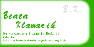 beata klamarik business card